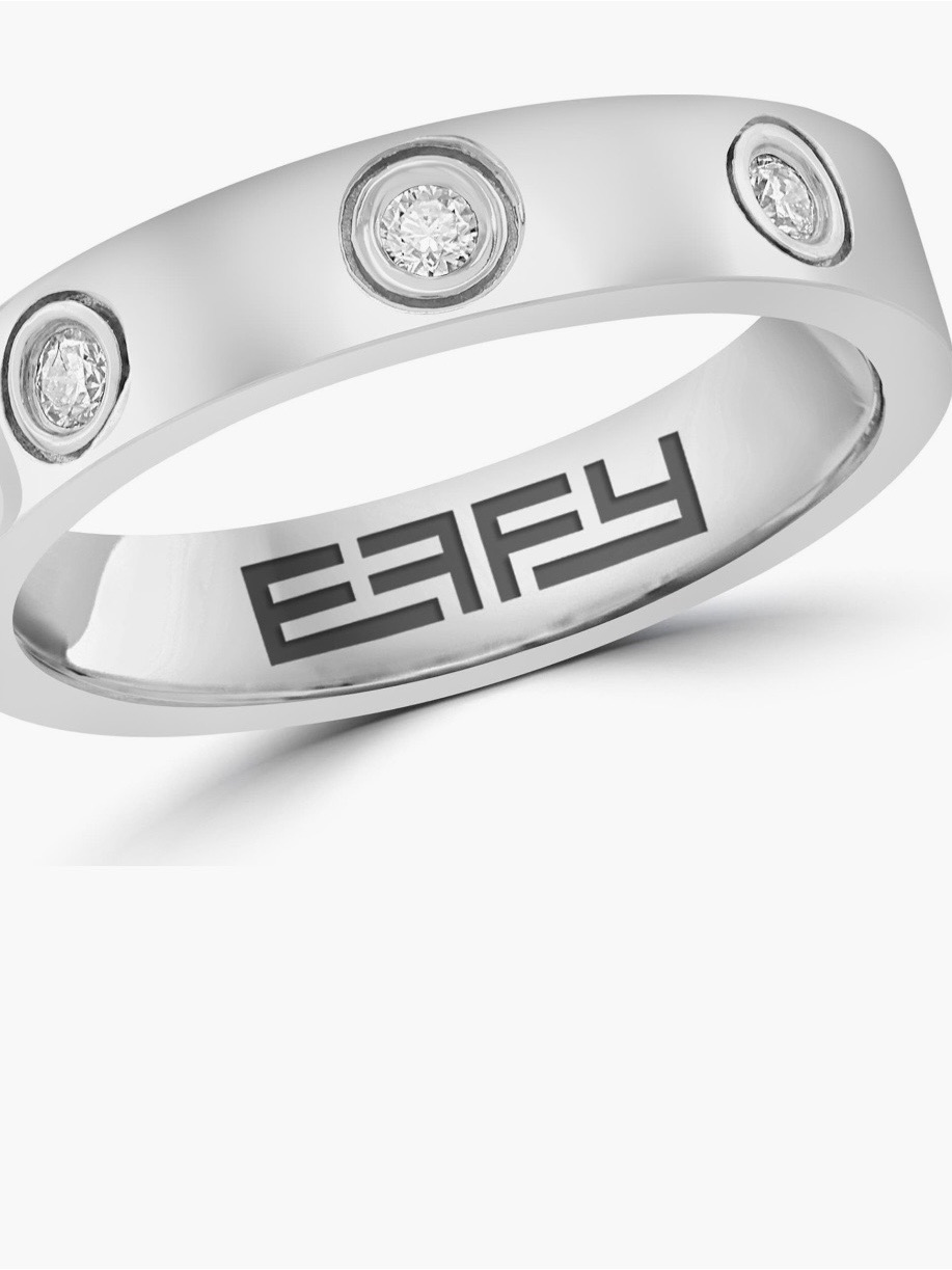Effy Silver Three Bezel Set Diamond Band Ring